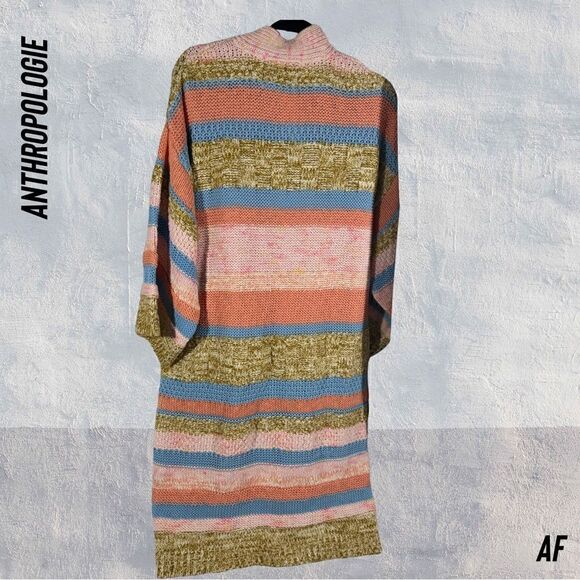 ANTHROPOLOGIE STRIPED TEXTURED CARDI OS NWT PINK COMBO - Picture 7 of 9